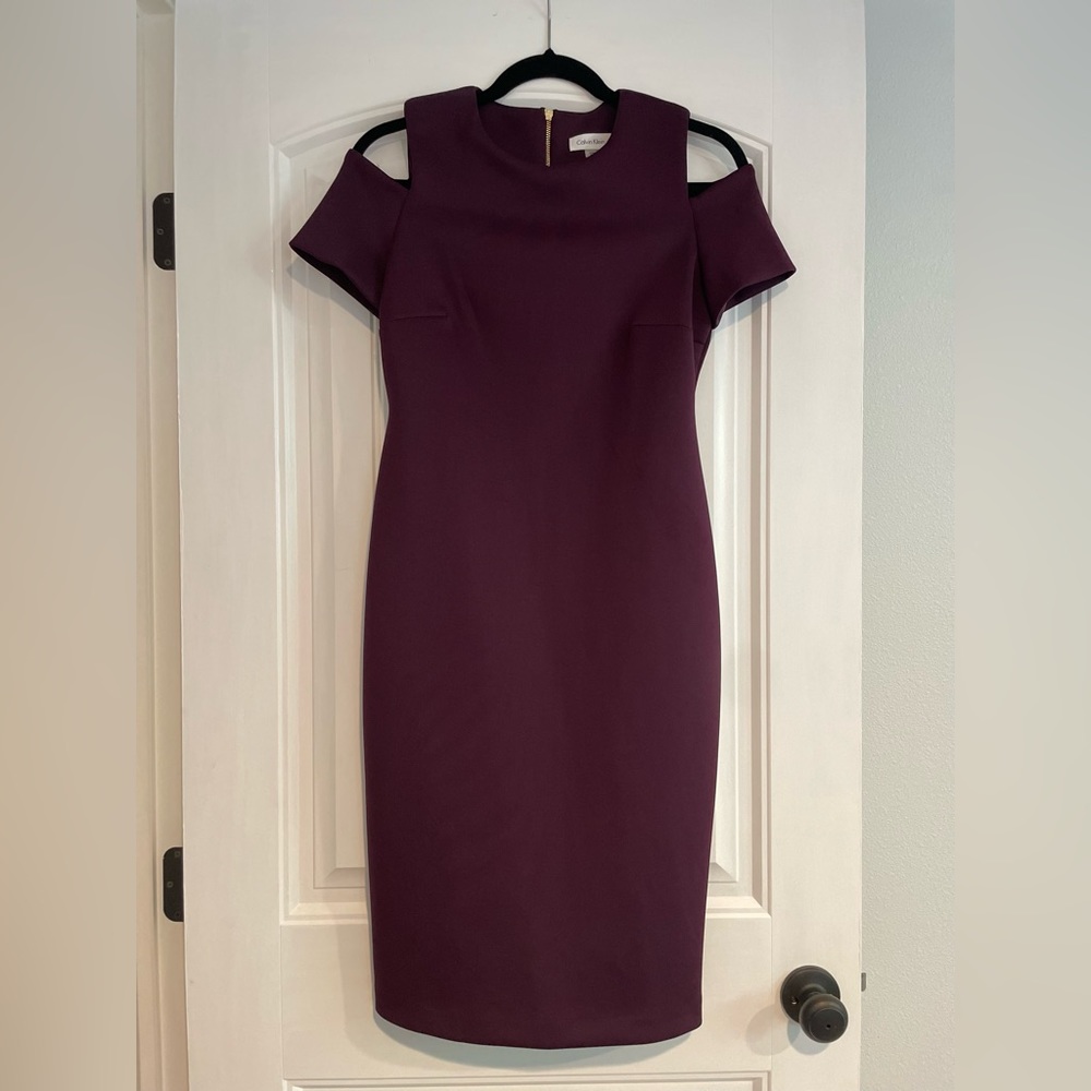 Calvin Klein Purple Cold Shoulder Sheath Dress